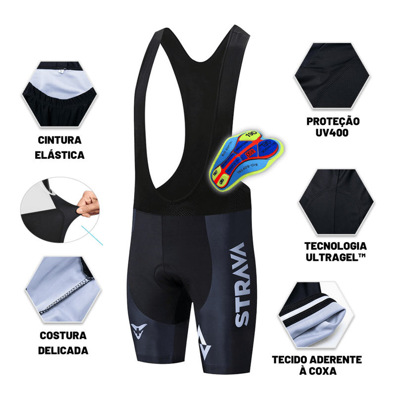 Bermuda ou Bretelle Strava UltraGel™ + BRINDE OCULOS BIKESPORTS