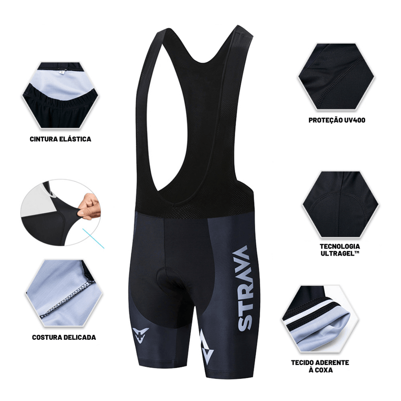 Bermuda ou Bretelle Strava UltraGel™ + BRINDE OCULOS BIKESPORTS